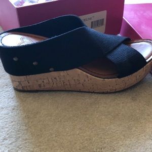 Black, Cork Wedge Sandal